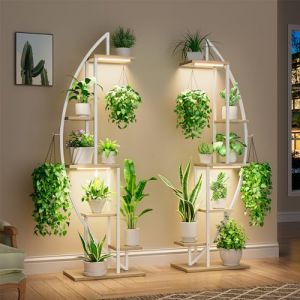 BACEKOLL Support pour plantes d'intérieur avec lampes de croissance, étagère haute à 6 niveaux, support de plantes en métal de 160 cm pour plantes d'intérieur, étagère de présentation pour plantes, (Bestlead, neuf)