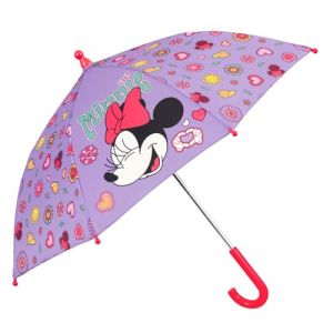 Parapluie Minnie Mouse Manuel Fille 3 4 5 Ans - Parapluie Enfant Solide Disney Rose Violet - Petit Parapluie Long Resistant au Vent Fillette - Overture Manuelle de S&eacute;curite - Diam&egrave;tre 64 cm (Lilas) (PERLETTI, neuf)
