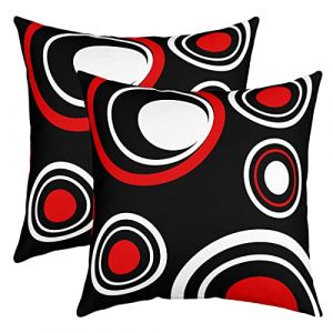 Homemissing G&eacute;om&eacute;trie Taies d'oreiller 60x60cm R&eacute;sum&eacute; Art Lot De 2 Housse Coussin pour Maison Le Salon D&eacute;cor Taie Oreiller R&eacute;versible G&eacute;om&eacute;trique Cercle Blanc Rouge Gris Noir D&eacute;cor Housse de Coussin (Bofanshangmao, neuf)