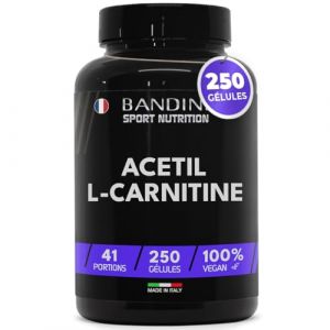 Bandini® Acétyl-L-Carnitine 3000 mg par portion | L-Carnitine 250 gélules pour 41 jours | Complément hautement dosé pour un mode de vie actif | Sport & entraînement | Acétil Carnitine 100% végétalien (Bandini Pharma, neuf)