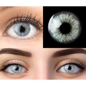 Glamlens lentilles de couleur bleu naturelles color&eacute;es tr&egrave;s haute opacit&eacute; Keira Blue + &eacute;tuis &agrave; lentilles de contact I 1 paire (2 pi&egrave;ces) I 90 Jours I sans correction I 0,00 Dioptries (MeralenS, neuf)