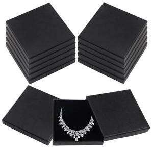 RYAN 12 Pièces Boite Cadeau Bijoux Boîtes à Bijoux Vide Petite Boite Cadeau Ecrin Bijoux Petite Bijoux Carton Papier Boîte pour Collier Boucles D'oreilles Bague Rangement (Noir, 9 x 9 x 1,5 cm) (FRLENGG, neuf)