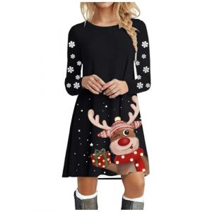Robe Noël Femme Robe Femme Chic Soiree Noel Flocon de Neige La Robe de Noël Robe Vintage Années 50 Femme Retro Rockabilly Pin Up Élégante Décontractée au Genou Midi Robes Déguisement Mere Noel Adulte (BAULMD（90% Big Promotion Without Discount Code ）, neuf
