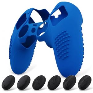 playvital Coque Protection pour ps5 Edge Manette,Housse Silicone avec 6 Capuchon Joystick pour ps5 Edge Controller Cover Skin,Anti-Dérapante Accessoire-Bleu,3D Studded Edition (Game Skindecal Store, neuf)