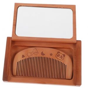 Didiseaon Ensemble Miroir Peigne en Bois Mini Miroir Pliable Peigne Portable avec Miroir Peigne avec Miroir Décor Grossissant Titulaire Robinet sans Brouillard Compact Miroir Rond Acajou (Merkowski, neuf)