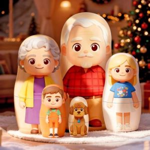 VEELU Poupee Russe Personnalisée avec Photo, Matriochka en Bois Poupées Gigogne Jusqu'à 6 Personnages, Poupée Russe Cadeau pour Couples, Famille & Amis, Décoration Maison & Cadeau Anniversaire Noël (Jingle Cat Magical Shop, neuf)