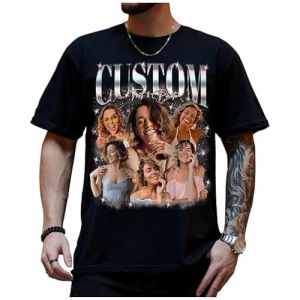 T-Shirts Vintage avec Photo personnalis&eacute;e, T-Shirt personnalis&eacute; avec Texte Image, T-Shirts personnalis&eacute;s pour Hommes Femmes, Cadeaux Anniversaire St-Valentin pour Petite Amie, Petit ami D2 (QuindaUK, neuf)