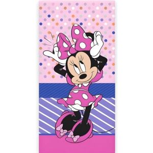Disney Minnie Mouse Serviette de Plage & de Bain 70x140 cm, 100% Coton | Serviette Enfant Douce & Absorbante pour le Bain | Design Ludique &agrave; Pois Roses Minnie | Id&eacute;ale pour Plage, Bain & Piscine (GC TradeVision FR, neuf)