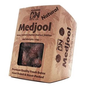 1 kg de Dattes Medjool Fra&icirc;ches avec Noyaux &ndash; Gros calibre, naturellement sucr&eacute;es, sans sucre ajout&eacute;, 100% pures et naturelles, sans additifs ni conservateurs (Bulgarian Nuts Ltd., neuf)