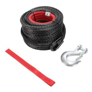 CFTGIW Corde de Treuil Synth&eacute;tique de 8 Mm X 15 M, C&acirc;ble de Treuil &agrave; 12 Brins de R&eacute;sistance &agrave; la Rupture de 5,6 Tonnes avec Crochet forg&eacute; Haute R&eacute;sistance, pour SUV, V&eacute;hicule (Yesyesta, neuf)