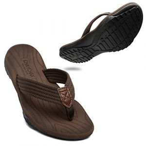 ChayChax Tongs Hommes Souple Sandales de Sports Antidérapante Flip Flops Décontractée Chaussures de Plage et Piscine,Marron,47 EU (Yooeenn, neuf)