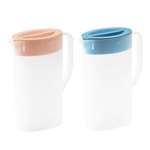 2 PCS Pichet en plastique avec couvercle résistant à la chaleur 2 litres avec un pichet à poignée portable avec un couvercle de capacité Drink réutilisable Water Carafe avec pour des boissons (feixixianyunxianjiexinxikejiyouxiangongsi, neuf)