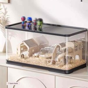 JXCCA Cage Hamster Russe Plastique, Maison Confortable, Panoramique &agrave; 360&deg;, Mat&eacute;riau As, Conception D'a&eacute;ration, Cadre Int&eacute;gr&eacute; (jvxinlou, neuf)