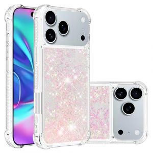 QIWEIQING Compatible avec iPhone 17 Pro Max Liquide &Eacute;tui Coque, Coque Paillette Liquide Housse Glitter Transparente Protection Flexible Etui pour iPhone 17 Pro Max.Silver Pink YBL (QIWEIQING, neuf)