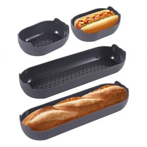 Welhammsae Silicone Moule à Baguette, 4 Pièces Maison Cuisine Moule a Pain Antiadhésif Réutilisable, Conception Poreuse pour Cuisson Pain Français et Gressins, 11.7*8.2*3.5 cm, 24.7*8.5*3.5 cm (OrangeBeautyOfficial, neuf)