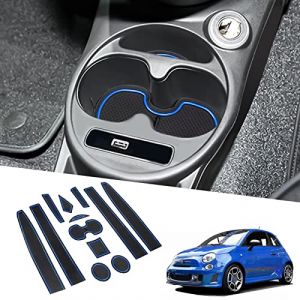 BIXUAN Compatible avec Fiat 500 2016-2020 Abarth 595 2017-2021 - Tapis antid&eacute;rapants pour Console Centrale, accoudoir, Porte-gobelet, Tapis de Porte antid&eacute;rapant - Lot de 12 Tapis de Fente de Porte (BIXUAN, neuf)