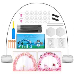 OBOVO Kit d'arche de ballons r&eacute;utilisable, 3 m de support r&eacute;glable avec base &agrave; remplir d'eau et b&acirc;tons en fibre durable pour mariage, remise de dipl&ocirc;me et anniversaire, d&eacute;corations de No&euml;l (springstore0002, neuf)