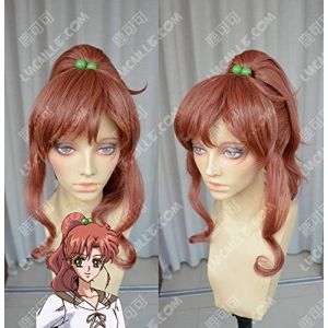 Sailor Moon Sailor Jupiter Kino Makoto Pink Brown Ponytail Heat Resistant Synthetic Hair Cosplay Costume Wig + Cap (good stuff A, neuf)