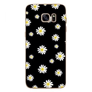 NOVAGO Compatible avec Samsung Galaxy S7 Edge Coque Souple r&eacute;sistante incassable avec Impression Durable - Petites Fleurs Blanches sur Fond Noir (NOVAGO-Vendeur PRO fran&ccedil;ais, neuf)