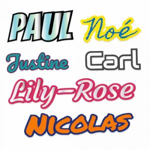 Sticker Pr&eacute;nom Personnalis&eacute; &ndash; Vinyle Adh&eacute;sif D&eacute;coratif 2 Couleurs au choix &ndash; Police & Taille &ndash; D&eacute;coration Murale, Voiture,Accessoires, Chambre B&eacute;b&eacute;, Porte, Meuble &ndash; 10 &agrave; 25 cm (LENIDESIGN, neuf)