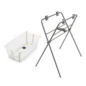 Stokke Flexi Bath (Beige sable) + Support Flexi Bath - Baignoire pour b&eacute;b&eacute;s jusqu'&agrave; 10 kg - Pliable, durable et facile &agrave; ranger - Pratique &agrave; utiliser &agrave; la maison ou en voyage (reCommerce Brands, neuf)
