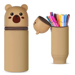 Vicloon Trousse Scolaire, Trousse Ecole 2 en 1 en Silicone Souple, Trousse à Crayons en Silicone Souple Rétractable, Trousse à Crayons Télescopique Kawaii pour Garçons Filles Etudiants (BEST-SELLER5, neuf)