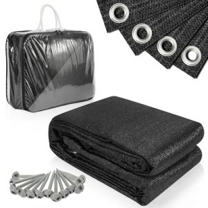 Vigevee Tapis pour auvent, Respirant, antidérapant, Lavable, avec 13 Sardines, 12 œillets et Sac de Transport, Tapis de Sol pour Camping, Camping, Noir, 200 x 200 cm (STAR SHUANG, neuf)