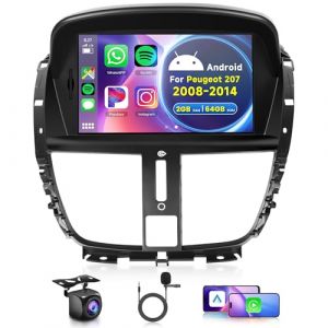 2G+64G sans Fil Carplay Android Autoradio 2 Din pour Peugeot 207 2006-2015 avec Android Auto GPS Navi WiFi 7 Pouces Autoradio avec Mirror Link Bluetooth FM/RDS/EQ Commandes au Volant Caméra de Recul (Rimoody Direct, neuf)