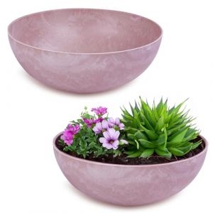 matches21 HOME & HOBBY Pot de fleurs pour l'extérieur, en vieux rose marbré, 20 x 7,5 cm, résistant aux intempéries (matches21 HOME & HOBBY, neuf)
