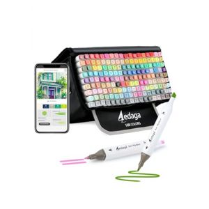 AEDAGA 168 Couleurs Feutre Alcool avec App Gratuite, Marqueurs Alcool Double Pointe avec &Eacute;tui Autoportant pour Artistes Adultes et Enfants, Feutre a Alcool pour Coloriage, Peinture, Croquis et Dessin (AEDAGA FR, neuf)