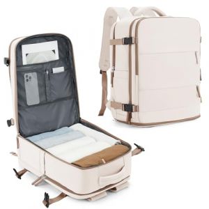 SZLX Sac &agrave; Dos Voyage Cabine Ryanair,Bagage Cabine 45x36x20 Easyjet Sac de Voyage Bagage &agrave; Main Avion Femme Sac &agrave; Dos Ordinateur Portable Imperm&eacute;able pour Travail de Randonn&eacute;e Homme Beige Marron (SZLXEU, neuf)