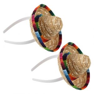 Healeved Lot de 2 Mini Bandeaux Chapeau Mexicain en Paille 16 CM Accessoires Photo Festifs pour Gar&ccedil;on et Filles et Animaux de Compagnie D&eacute;coration Chapeau de F&ecirc;te Cinco de Mayo (Sonieg, neuf)