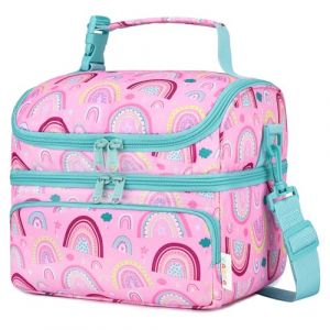 Kasgo Sac Isotherme Repas Enfant, 2 Compartiments Sac Isotherme Enfant Fille Gar&ccedil;on 7,5L Lunch D&eacute;jeuner avec Anse Bandouli&egrave;re Amovible pour &Eacute;cole Pique-nique Voyage (Arc-en-ciel rose) (KASGOSHOP, neuf)