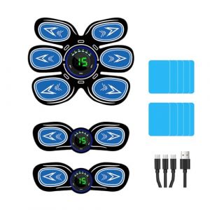 JOYTOUR Electrostimulateur Musculaire, Ceinture Abdominale Electrostimulation, Abdos Musculation Appareil, EMS Entra&icirc;nement Abdominal 6 Modes & 15 Intensit&eacute;s, 10 Tampons de Rechange (JOYTOUR, neuf)