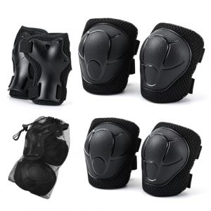 Protection Roller Enfant, 6 en 1 Ajustable Genouillères Coudières Protège-Poignets, Protection Skateboard Velo Roller Enfant, Genouillère Enfant pour Patinage Scooter Vélo Cyclisme Skateboard, Noir (kaitianhongdianzi, neuf)