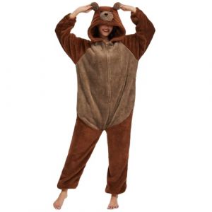 Luojida Combinaison Unisexe Adulte Pyjama Onesies Animal Cosplay Panda Deguisement Deguisement Halloween Femme Homme a Capuche ‌Zip Kigurumi Halloween Costume Animaux Carnaval (Luojida, neuf)