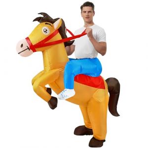 Goenb Costume de Cheval Gonflable, Costume de Cheval de Cowboy Gonflable Drôle de Costume de Cheval Gonflable pour Hommes Femmes Carnaval Fête à thème (Shengbole, neuf)