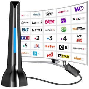 Antenne TV int&eacute;rieur, Antenne TV Int&eacute;rieure Puissante TNT HD, Antenna Portable int&eacute;rieure 2025 avec amplificateur, Base magn&eacute;tique Forte, pour Tous Les Num&eacute;rique HD Intelligent t&eacute;l&eacute;viseurs (DTB TECH, neuf)