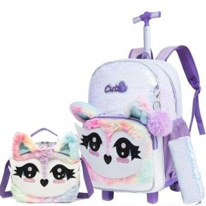 HTgroce Cartable a Roulette Fille, Sac Dos roulettes pour Filles, Sac a Roulette Fille pour Primaire Scolaire Cartable Roulette Fille CE2 (Lldaily EUR, neuf)