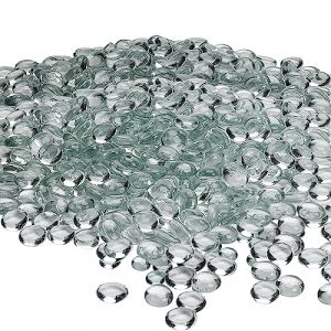 Hiziwimi 400Pcs Clair Billes Plates Galets de verre décoratifs, 17-20MM perles de verre plat lisse, 4LB, décoration pour aquarium, cailloux jardin exterieur, sable decoratif pour vase (Adwikoso Direct, neuf)
