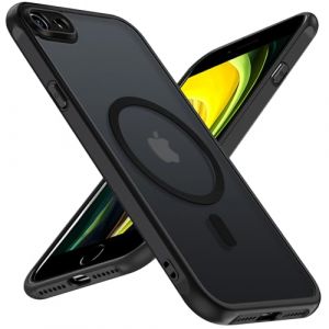 ivoler Coque Magnétique pour iPhone SE 2022/2020 (3e / 2e Génération) / iPhone 8 4.7 Pouces, Compatible avec MagSafe, Translucide Mat Arrière Étui de Protection Antichoc Mince Bumper Housse, Noir (AYRmall-AMFR, neuf)