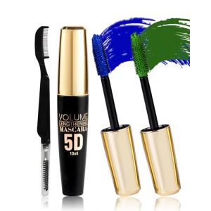 5D Mascara Volume et Longueur, Bleu et Vert Mascara Extensions de Cils Effet Volume, Waterproof et Longue Tenue avec D&eacute;finition Pr&eacute;cise, Not Blooming Lashes Long Thick Curling, Maquillage pour Femmes (Lestpola Ltd, neuf)
