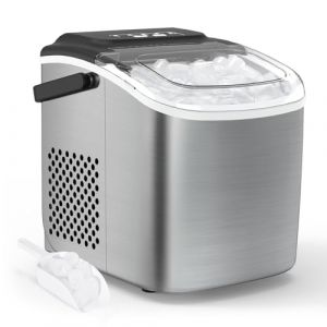 PALINTH machine à glaçons de 1,2 l, mini machine à glaçons avec fonction autonettoyante, fenêtre de visualisation, avertissement de pénurie d'eau, alarme en cas de glace pleine (Silver) (ORANGE CHESS LIMITED, neuf)