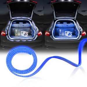 Flux Dynamique Bande Lumineuse LED pour Coffre de Voiture, 79Inch Universel Coupe Flexible Silicone Imperméable Bande Lumineuse Néon, Eclairage D'ambiance Intérieur pour Voitures SUV(Bleu) (yifengshun, neuf)