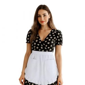 Aspire Tablier de Cuisine en Coton pour Femme Taille Basse Tablier en Dentelle avec Poche pour Le caf&eacute;, Le Restaurant, la Cuisine (Kupaiku, neuf)