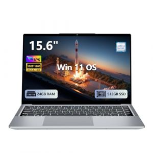 Ordinateur Portable de 15,6 Pouces avec Core i5 8210Y Processeur, 24 Go RAM et 512 Go SSD, Win 11 PC Portable 1920*1200 IPS FHD Écran, Laptop avec WIFI5 BT5.0 Webcam Mini-HDMI Type-C USB3.0 5000mAh (MUNPAUOC S.R.L., neuf)