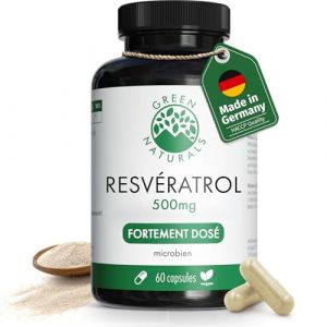 Trans Resvératrol 500 mg - 60 gélules - Pureté : >98% de trans-resvératrol - Fabrication allemande - 100% végétalien et sans additifs - Approvisionnement pour 2 mois - Green Naturals® (Heilpflanzenwohl, neuf)