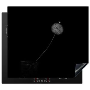 Prot&egrave;ge-plaque &agrave; induction - Plaque Protection Vitroc&eacute;ramique Induction - Vinyl - Fleurs - Pissenlit - Graines - Noir - Blanc - 60x52 cm - Couvre Plaque de Cuisson - Accessoires de Cuisine (MuchoWow GmbH, neuf)