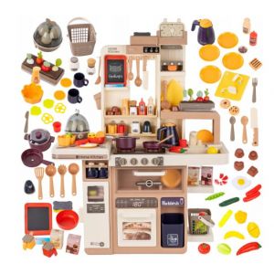 Grande Cuisine pour Enfant avec lumière et Son – Cuisine de Jeu réaliste à partir de 3 Ans – Robinet, Vapeur, cuiseur à œufs et 88 Accessoires – Plastique avec Tableau et Machine à Laver (kinderplay_shop, neuf)