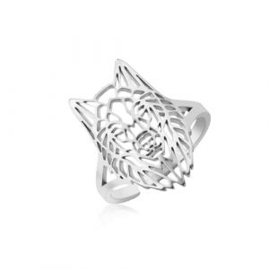 Dreamtimes loup t&ecirc;te bague Biker acier inoxydable Norse Viking anneaux magicien guerrier chasseur loup anneaux r&eacute;glables animaux ouverts pour femmes hommes (argent) (jinxin-jewelry, neuf)
